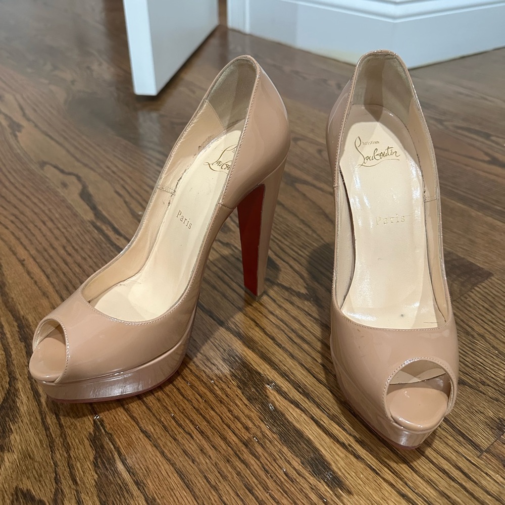Christian Louboutin Beige Peep Toe Heels